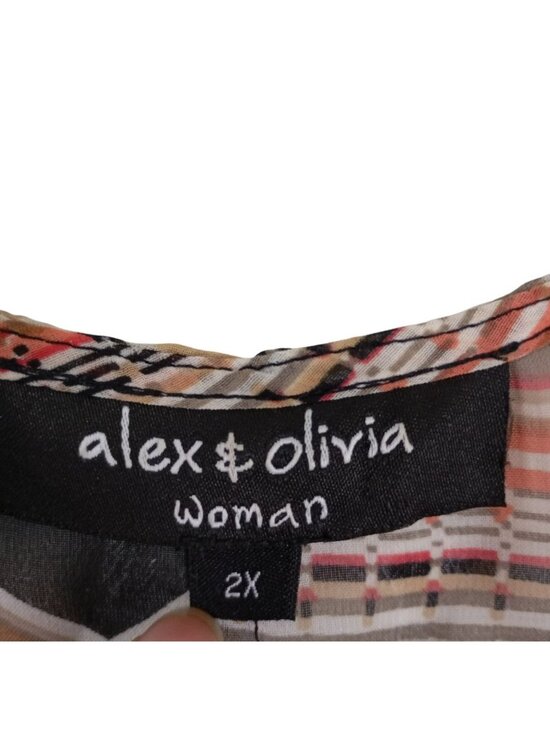 Alex & Olivia Womens Plus Size Open Front Kimono 2X Multicolor Chevron Print - Picture 2 of 8